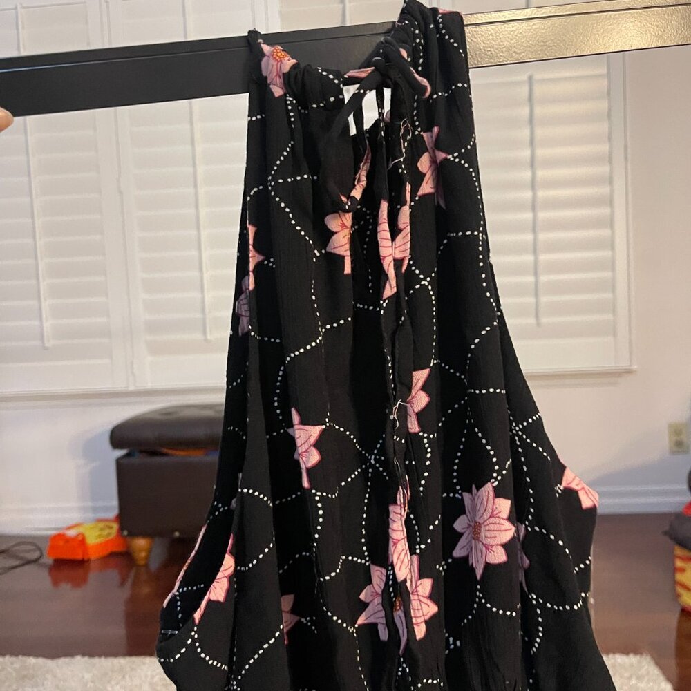 NWT SO Black Pink Floral Halter Maxi Dress XL - Picture 10 of 11